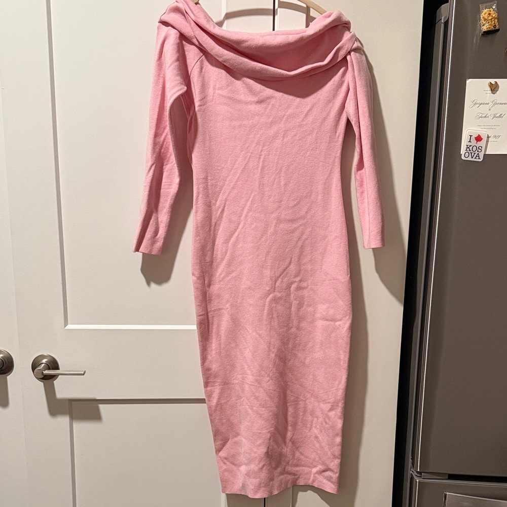 Elegant Pink Off-Shoulder Dress - great for gender reveal or baby shower!